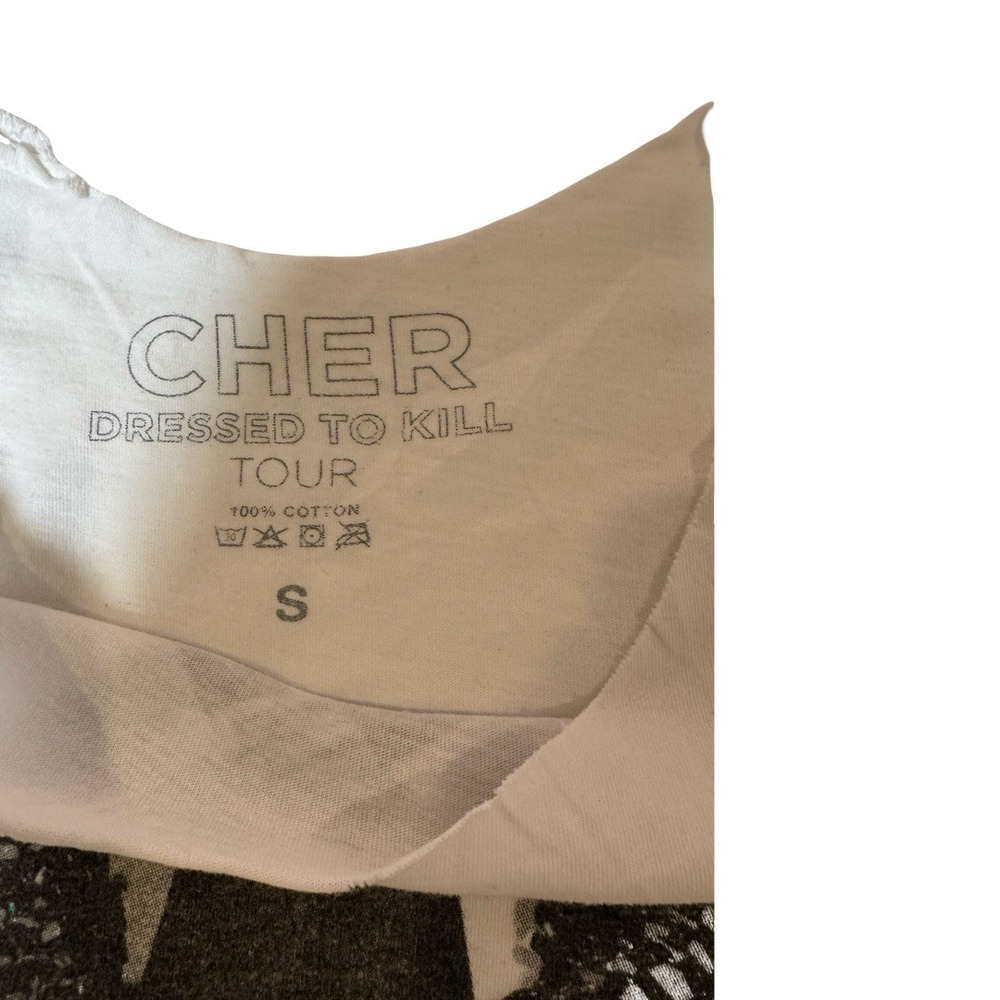 Cher Dressed To Kill Classic Tour Graphic T-Shirt Small White Cotton Concert Tee - Picture 4 of 7